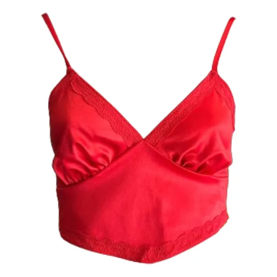 Top Mujer Musculosa Brillo Saten Puntilla 