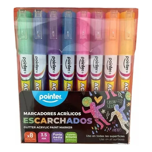 Marcador Acrílico Pointer Escarchado Set 8 Colores
