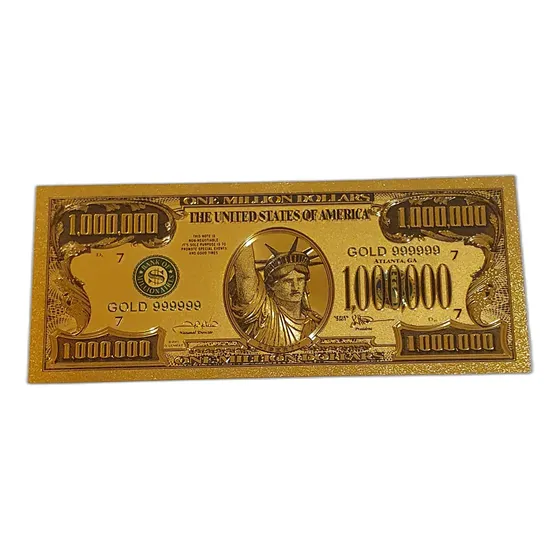 Billete Coleccionable 1 Millon Dolares Detalles Color Oro