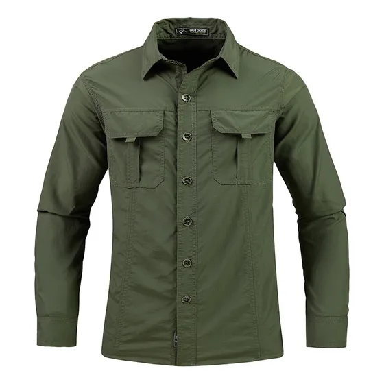 Camisa Hombre 2 Bolsillos Estilo Militar