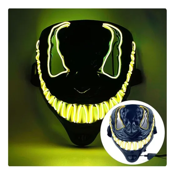 Máscara Halloween Venom Terror Luz Led + Baterías