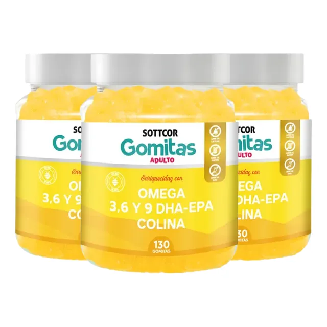 Pack 3 Omega 3, 6 Y 9 Dha-epa Gomitas Sottcor X 130 Unid