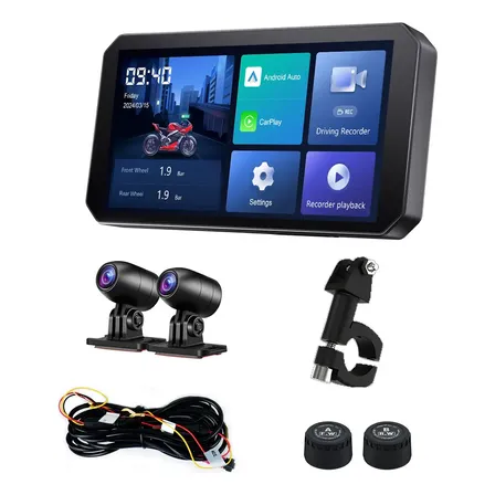 Tela De Motocicleta Ottocast Carplay/android Auto Com Câmera Preto
