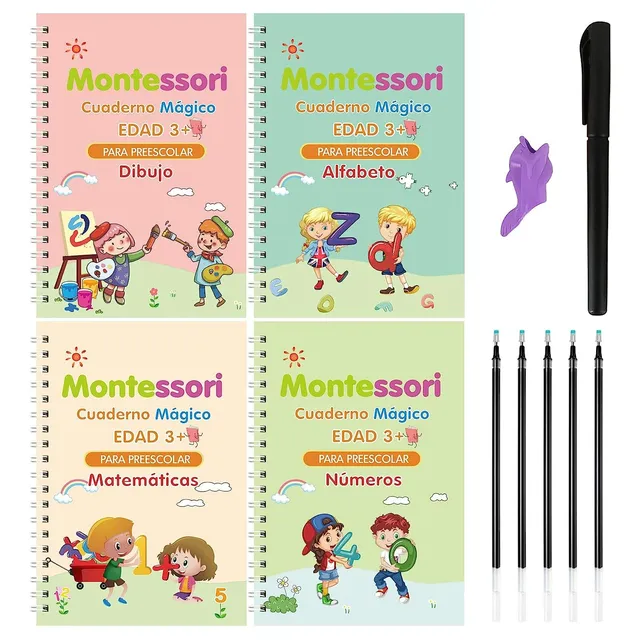 Set 4 Cuadernos De Caligrafía Mágicos Reutilizable - Español