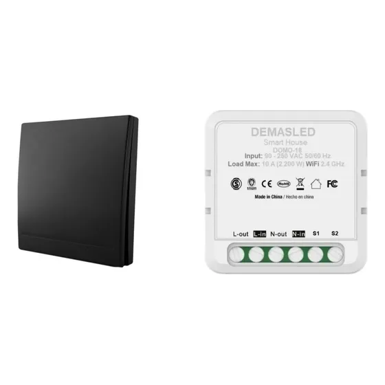 Interruptor De Pared 1 Vía Inalámbrico + Receptor Smart Wifi