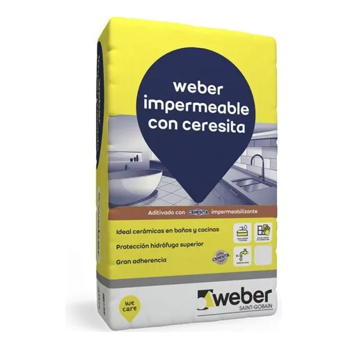 Pegamento Cerámicas Impermeable C/ Ceresita Weber 10 K  Mm