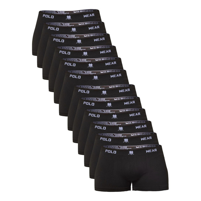 Kit 12 Cuecas Boxer Polo Wear Masculino Microfibra Liso