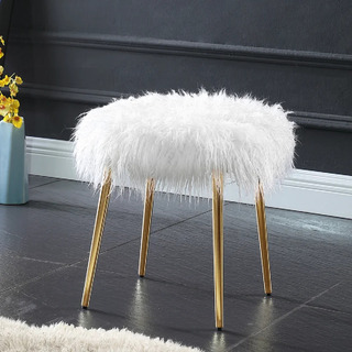 Otomano Tapizado Fur Mongolian, Golden Leg Otomano Tapizado Fur Mongolian, Golden Leg
