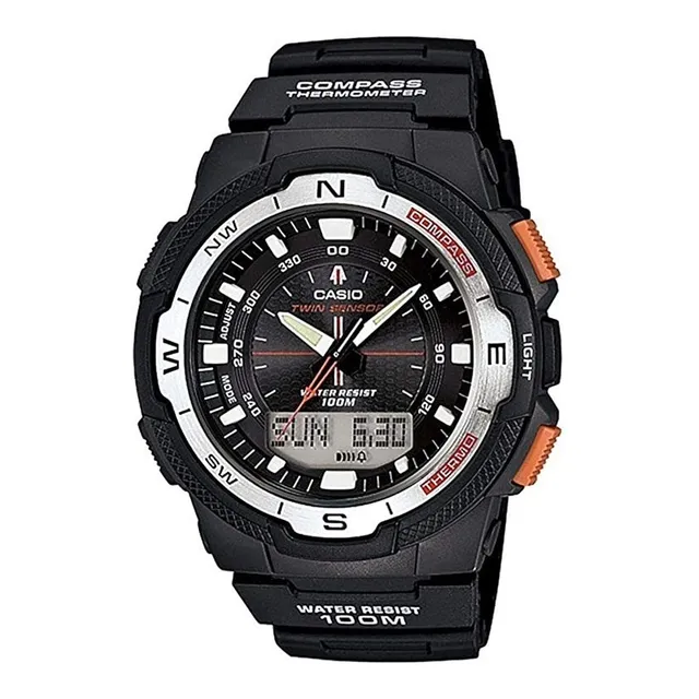 Reloj Casio Sgw 500h Analógico Digital Compás Y Termómetro Color de la correa Negro Color del bisel Plateado Color del fondo Negro
