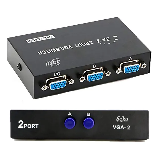 Conmutador 2 En 1 Switch Divisor Monitor Vga 2 Puertos