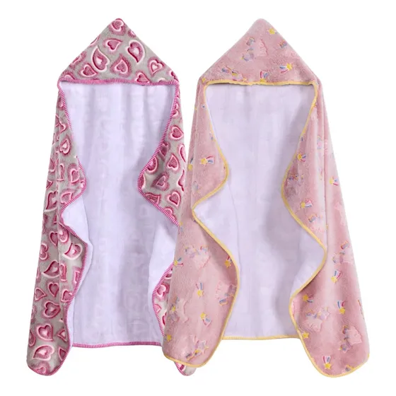 Kit 2 Toalha De Banho Bebe Soft Fleece Forrada Com Fralda