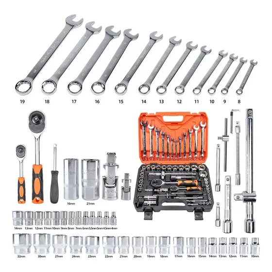 Jogo Soquete Chave Combinada Catraca Kit 61 Pcs Com Maleta, Jogo Oficina Master Maleta Com 61 Ferramentas 5000r Robust Jogo de ferramentas mecânicas, com encaixes de 1/2, 1/4 polegadas