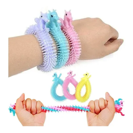 50un Fidget Toy Minhoca Unicórnio Pulseira Estica Sensorial