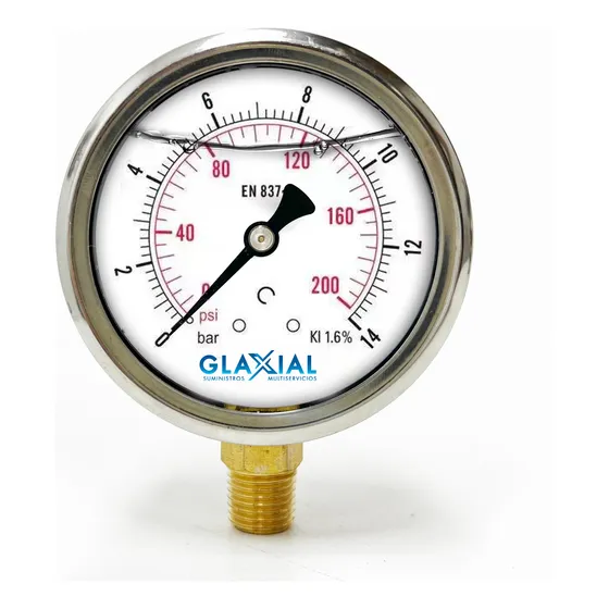 Reloj Manómetro De Alta Glicerina 0-200 Psi 14bar 1/4 Npt
