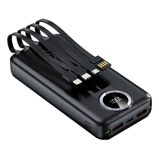 Power Bank 30000mah Batería Portátil Pila Pd22.5w Cargador Carga Rápida Hyboer Dx473 Con luz de iluminación Con Built In 4 Cables Micro Usb V8 Ip Tipo C Compatible Con iPhone Samsung Xiaomi Huawei