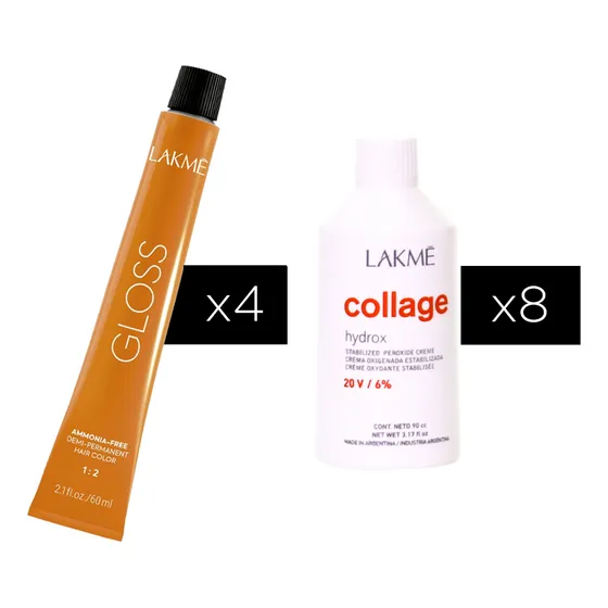 4 Tintura Sín Amoníaco Gloss + Oxidantes Lakmé