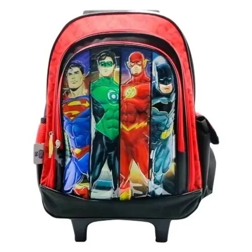 Mochila Escolar Liga De La Justicia Con Carro Ruedas