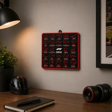 Quadro Autódromos Pistas F1 Fórmula 1 Automobilismo 2026 Preto Vermelho