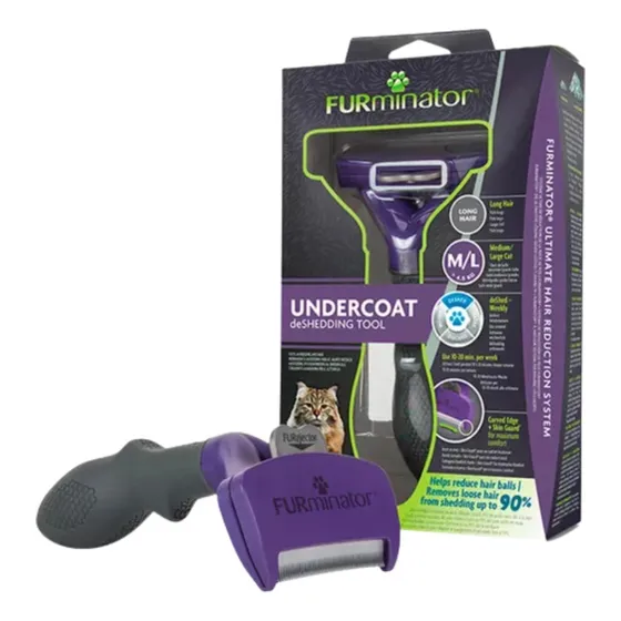 Escova Furminator Para Gato Médio/grande Pelos Longos Cor Roxo
