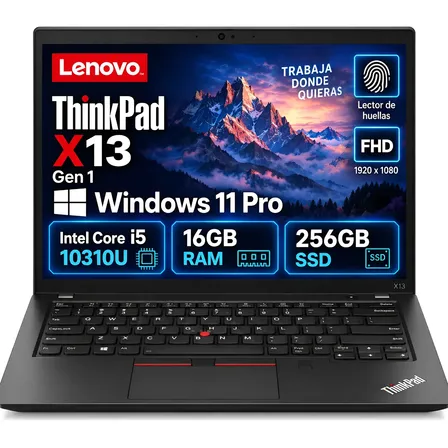 Notebook Lenovo Thinkpad X13 G1 Core I5 10th 16gb 256gb Ssd Preto