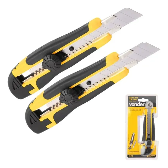 Kit 2 Estilete Profissional Emborrachado Precisão Reforçado