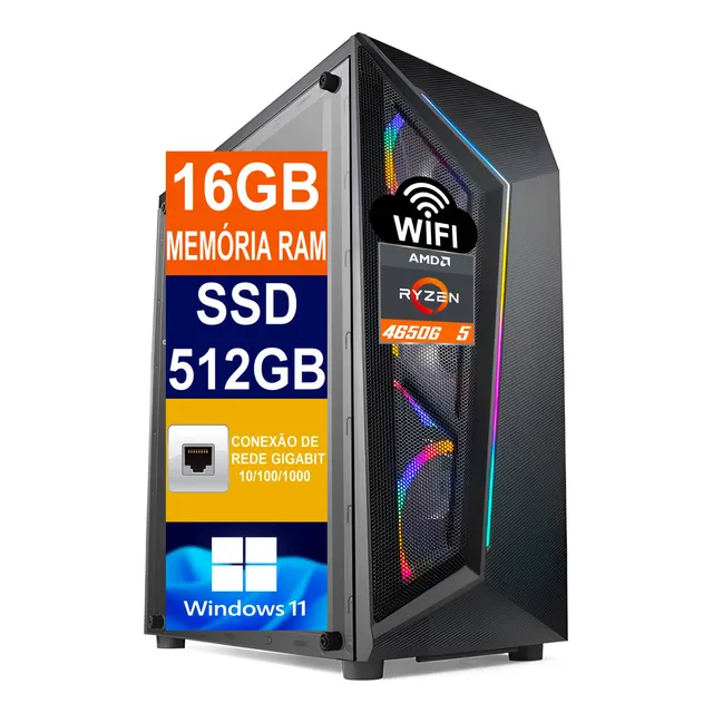 PC Gamer Cpu Ryzen 5 4600g, SSD 512 GB M2/16 GB Memoria DDR4