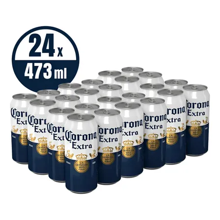 Cerveza Clara Lager Corona Extra 24 Latones De 473 Ml