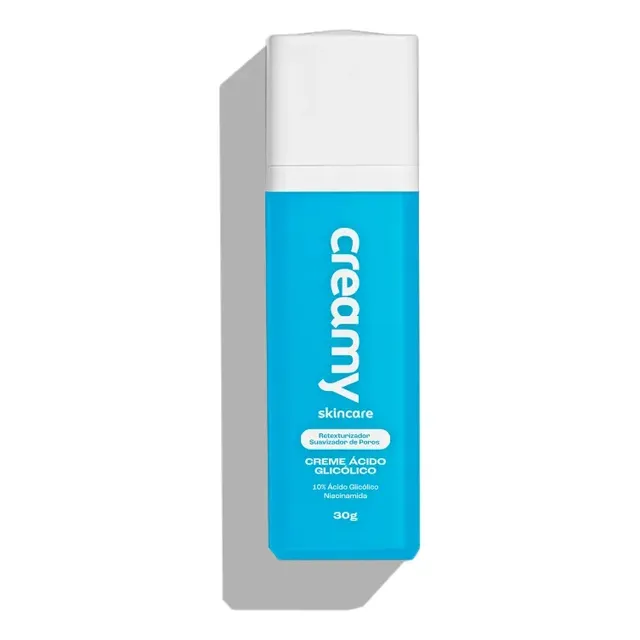Creamy Skincare Ácido Glicólico 30g | Reduz Poros Dilatados, Melhora A Pele, Hidratação Profunda E Intensa, Controla O Brilho Excessivo | Todos Os Tipos De Pele, Noturno