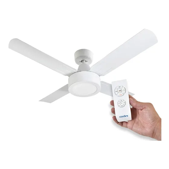 Ventilador De Techo V5rb Metal Control Remoto Timer Luz Led Cantidad de aspas 4 Color de la estructura Blanco Color de las aspas Blanco Diámetro 110 cm