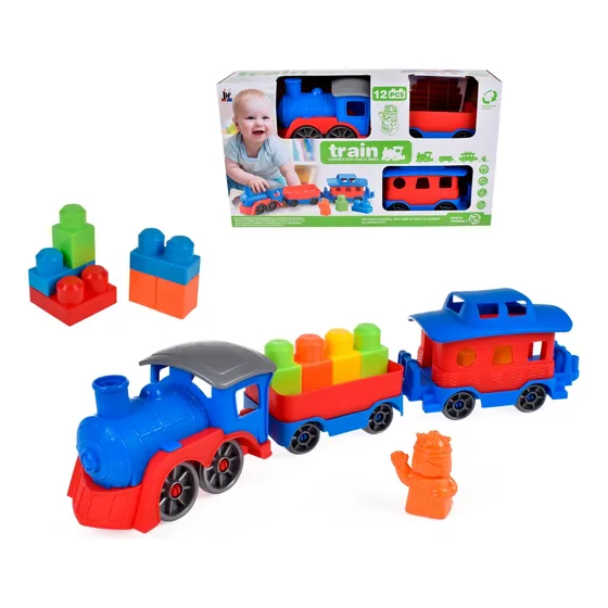 Tren Preescolar Tres Carros Con Bloques