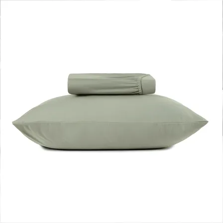 Jogo De Cama Solteiro King Altenburg Malha Fio Verde Bond Liso Verde-musgo