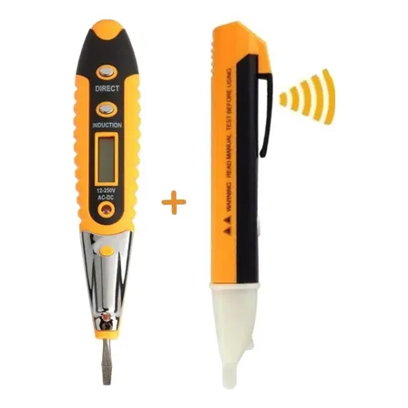 Kit Eletrica Chave Teste Digital + Caneta Detectora Tensão 1