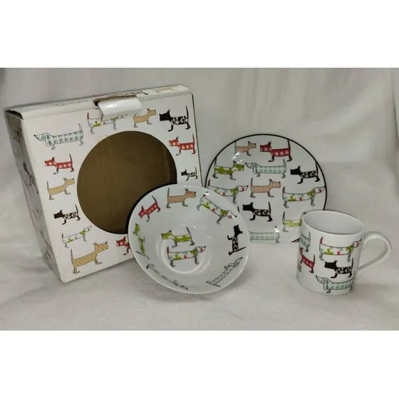Set De Vajilla Infantil 3 Piezas En Ceramica Niñas Niños