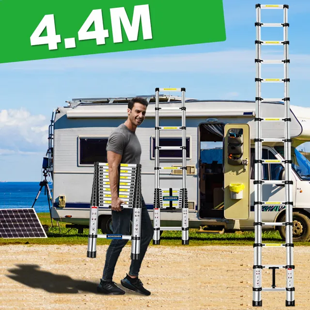 Escalera Telescópica Plegable Portátil De Aluminio Extensible Retráctil Bowoshen