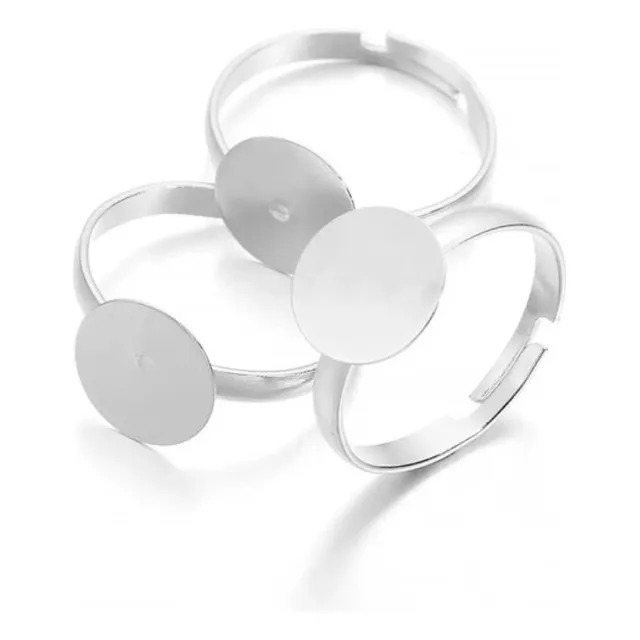 Bases  Para Anillos Adaptable  A116 Plateado Paq 20 Unds