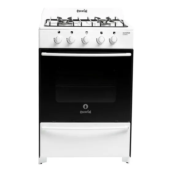 Cocina Escorial Master Classic a gas 4 hornallas  blanca puerta con visor GN