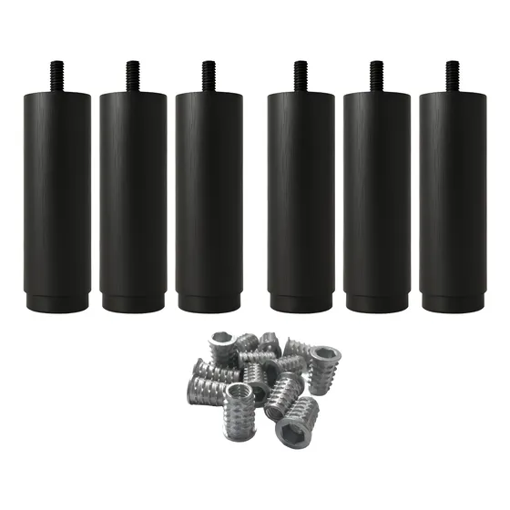 Pé De Cama Box Com Bucha Americana Kit 6 Pés 12cm 