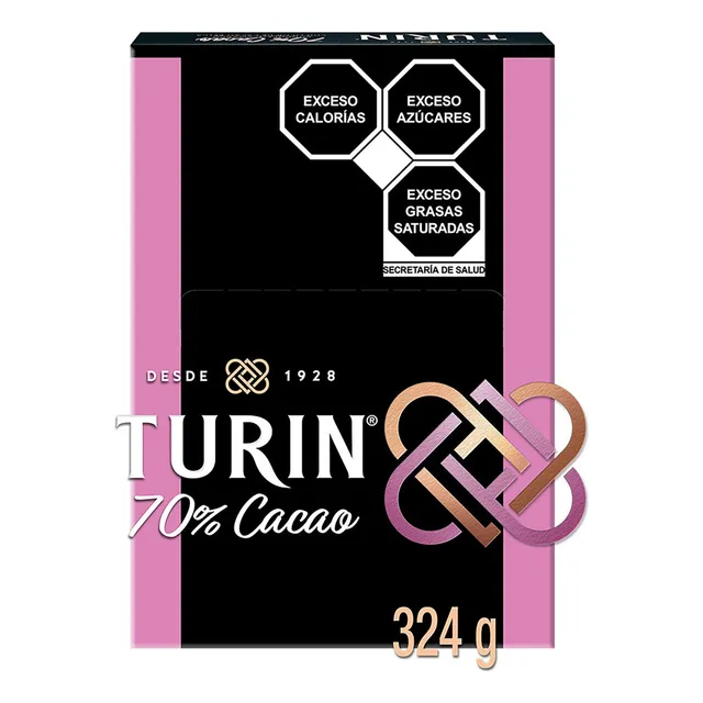 Turín chocolate amargo 70% cacao 18 barras de 324 gramos en total