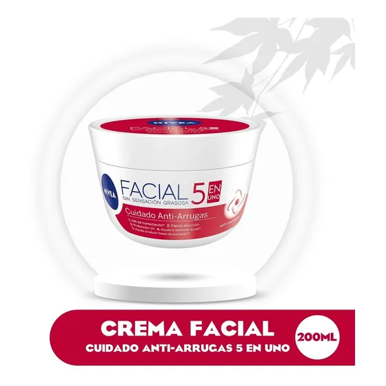 Crema Facial Nivea Anti Arrugas 5 En Uno 200 Ml