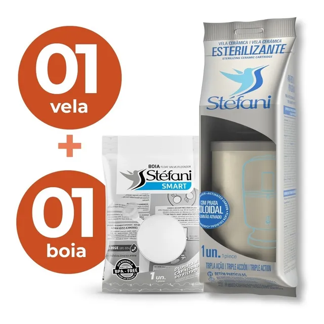 Kit 1 Vela Filtro Barro Tripla Ação + 1 Boia Stefani