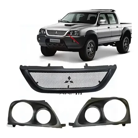 Grade Dianteira + Par De Moldura Aro Farol L200 Sport 04 12