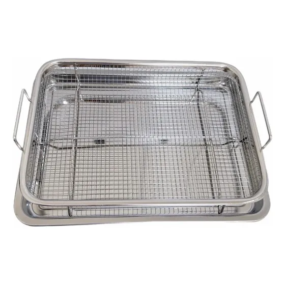 Bandeja Com Escorredor Aço Inox Retangular Fritura Multiuso