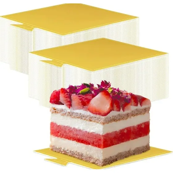 100 Base De Pastel De Postre De Mousse Cuadrado Dorado Bases
