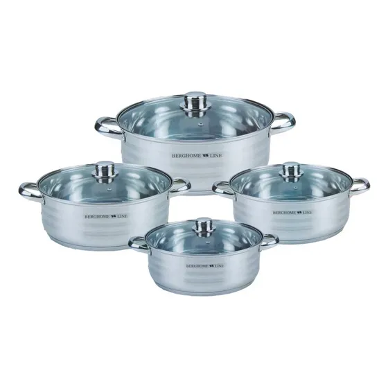 Set De Ollas Acero Inoxidable 8pz Ollas De 26 28 30 32cm Color Plateado
