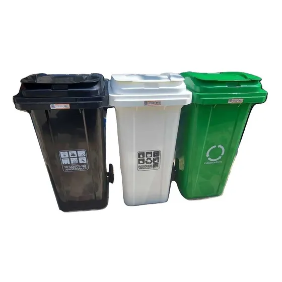 Punto Ecologico De 3 Contenedores De 120 Litros Con Ruedas