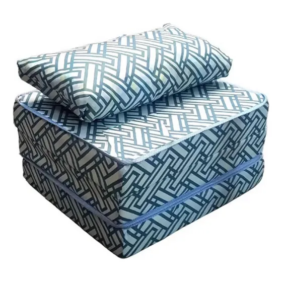 Puff Sofa Multiuso 3 Em 1 Ortobom Colchao vira cama D20 Travesseiro Vira Cama azul