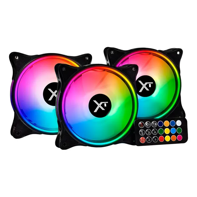 Kit 3 Ventiladores Gamer Xtreme Pc Gaming Air Force 120mm Argb 1500rpm Hub 12 Control