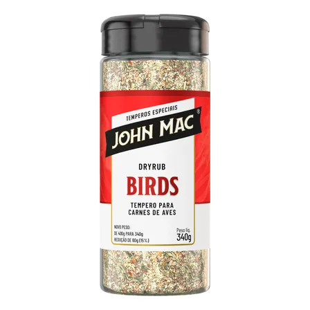 Dry Rub Birds John Mac 340g Tempero Profissional Para Aves