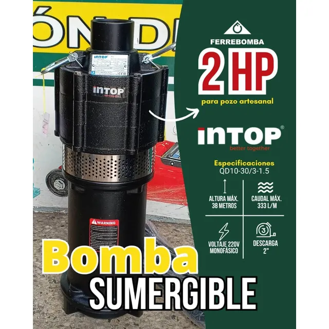 Bomba De Agua Sumergible 2hp Intop Qd10 220v Pozo Artesanal