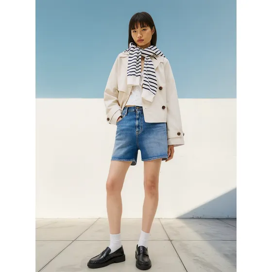 Rompe Beige Viento Estilo Trench Corta Tommy Jeans